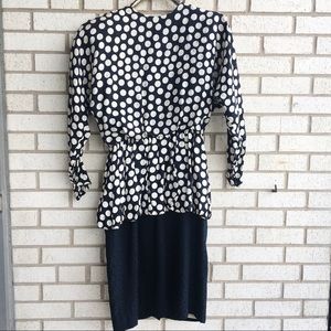 Vintage Lillie Rubin Silk Polka Dot Peplum